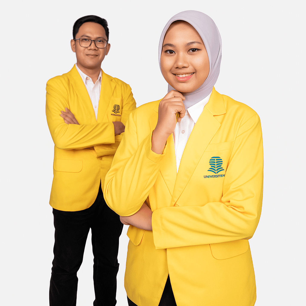 Target Utama UT - Dua mahasiswa UT dalam seragam kuning